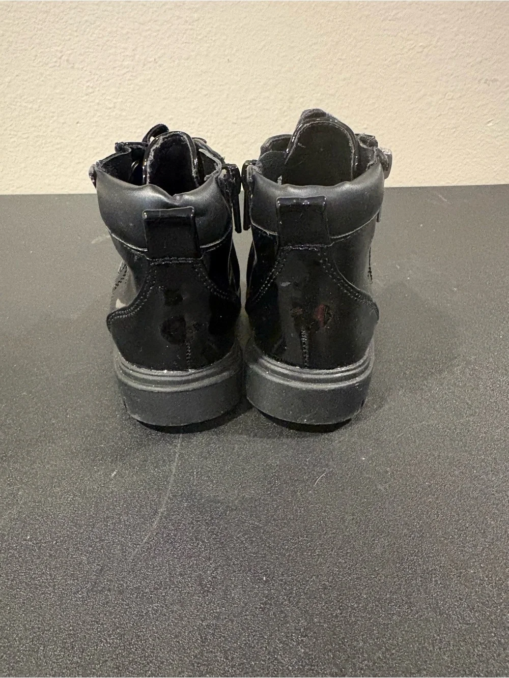 Wonder Nation Girls Boots Infant Size 4 Black Patent Leather Sparkle Zipper